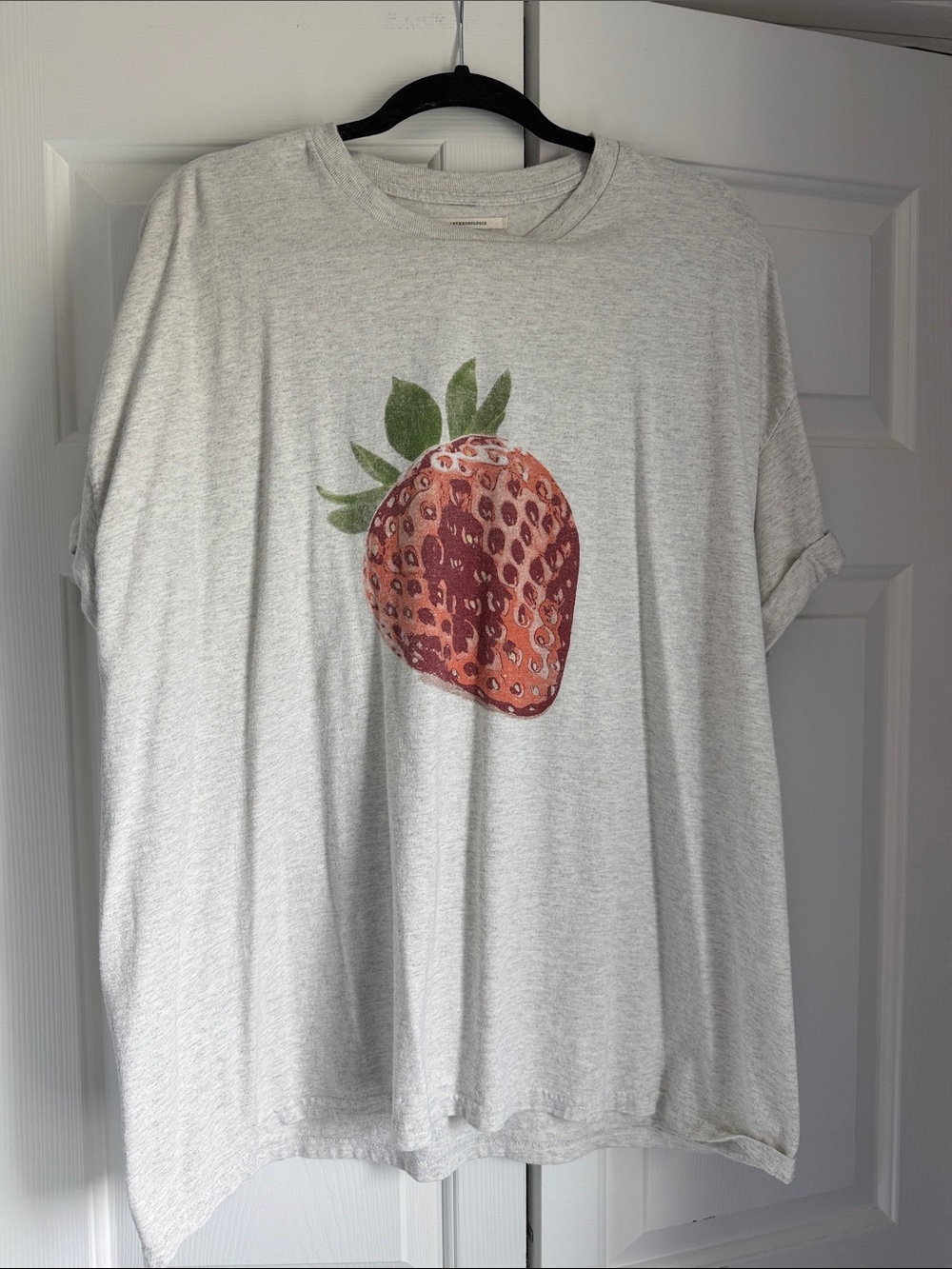 Anthropologie Gray Tee with Strawberry Graphic